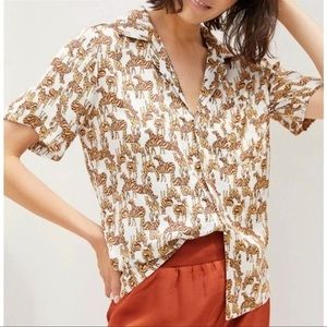 Anthropologie Tiny Crop Shirt Zebra Print XS